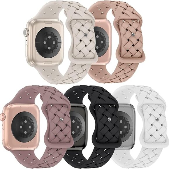 5 Pack Soft Silicone Bands Compatible with Apple Watch Band 38mm 40mm 41mm 42mm - Picture 1 of 5